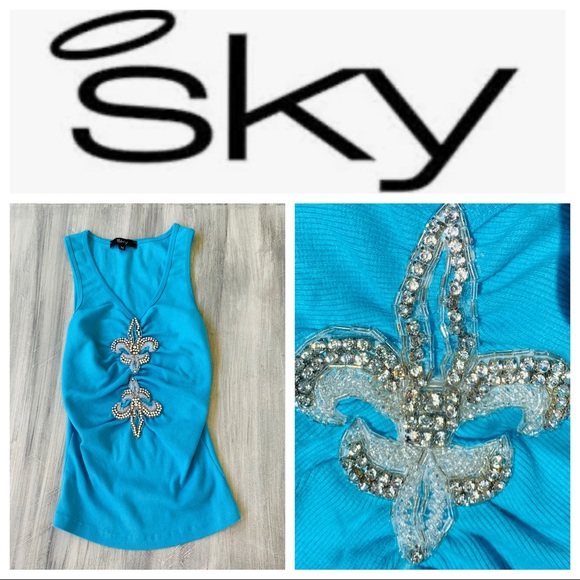 Sky Tops Sparkly Rhinestone Sky Brand Stretchy Tank Poshmark